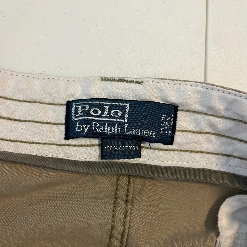 Polo Ralph Lauren Cargo Shorts Men's Size 40 Beige 100% Cotton‎ Pockets Vtg Y2K